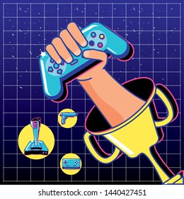 gamer hands playing with control