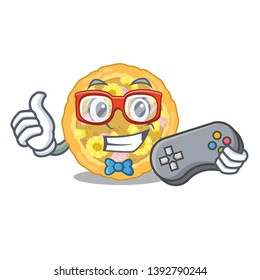 Gamer hawaiian pizza is served cartoon plates