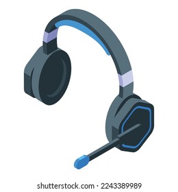 Icono de auriculares de jugador vector isométrico. Juego deportivo. Video Ciberdeportivo