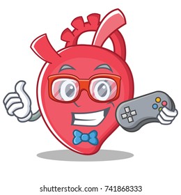 Gamer heart character cartoon style