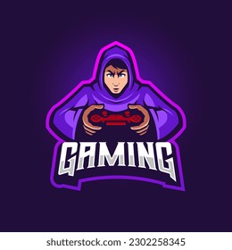 gamer holding controller logo design for team esport gaming