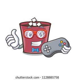 Gamer hot chocolate mascot cartoon