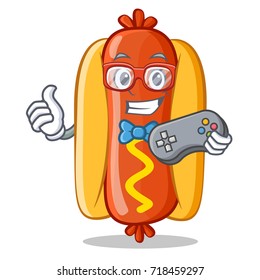 Gamer Hot Dog Cartoon Character