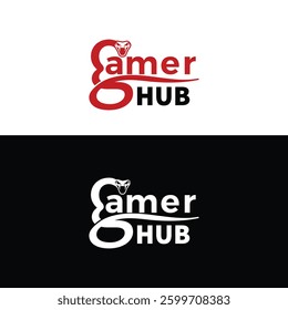 Gamer Hub Logo with Stylized Snake Head Design, Gaming Community Branding