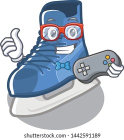 Gamer ice skates in character wooden cabinets