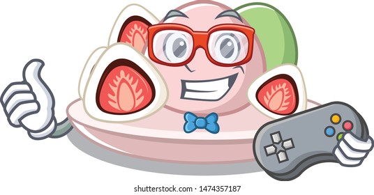 Gamer ichigo daifuku isolated in the cartoon