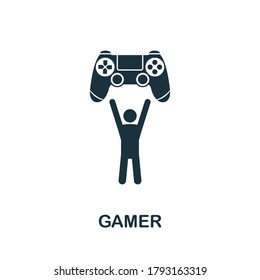 Gamer icon. Creative element sign from game development collection. Monochrome Gamer icon for templates, infographics and more.