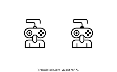 Diseño de iconos de gamer con ilustración de fondo blanco