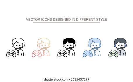 Gamer icon design with white background stock illustration