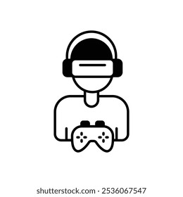 Gamer icon isolated on a white background. Vector illustration.