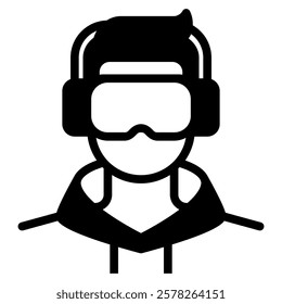 gamer icon in semi solid style on white background