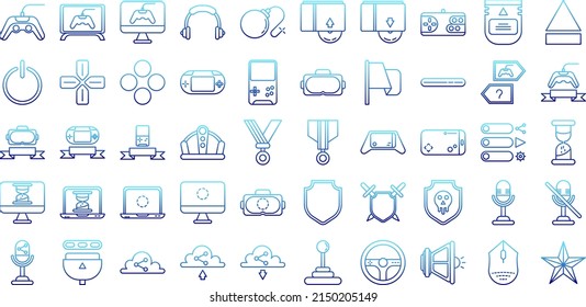 gamer icon set on transparent background