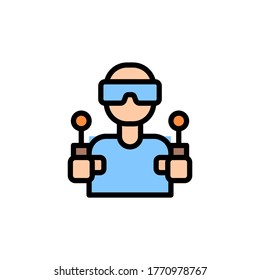 Gamer icon. Simple color with outline vector elements of video game icons for ui and ux, website or mobile application