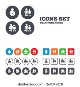 Gamer icons. Board games players sign symbols. Web buttons set. Circles and squares templates. Vector