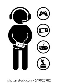 gamer icons over white background vector illustration