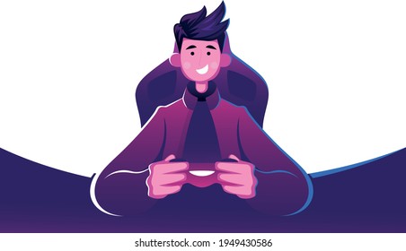 Gamer illustration - a person who plays video games or participates in role-playing games or Programmer vector - a person who writes computer programs