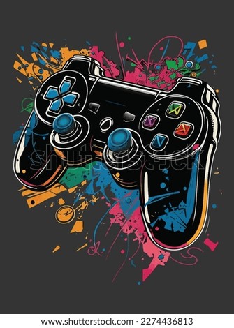 gamer joypad console controller gamepad watercolor splash vector  illustration. t-shirt wallpaper poster graphic print design