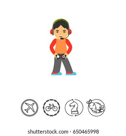 Gamer with joystick and headset icon