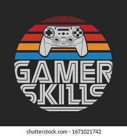 Typografie des Gamer-Joysticks, T-Shirt-Grafik, Vektorillustrationen