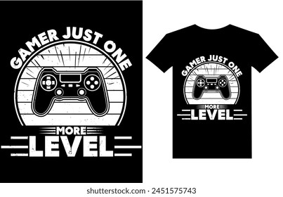 Gamer just one more level T-shirt design . Video game t shirt designs, Retro video game t shirts, Print for posters, clothes, advertising.