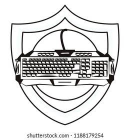 Gamer keyboard device shield emblem