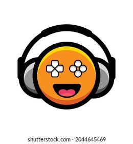 Gamer kid's face wearing headphones ,cartoon logo design