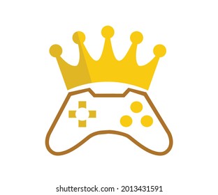 Gamer king crown and console symbol gaming vector play games logo design