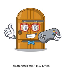 Gamer large wooden door with cartoon handle