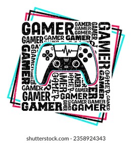 Gamer Lettering design with gamepad