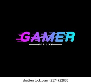 GAMER for life Typography tee shirt design vector illustration.