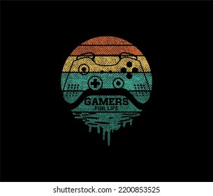 GAMER FOR LIFE Typography tee shirt design vector illustration.