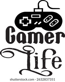 Gamer Life Typography T-shirt Design
