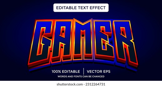 Gamer light color 3d editable text effect template