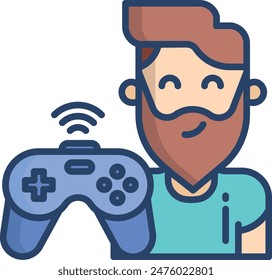 Gamer linear color vector illustration