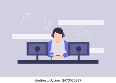 gamer livestreaming flat design vector