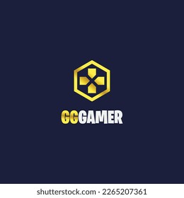 diseño del logotipo del jugador con color de gradiente dorado