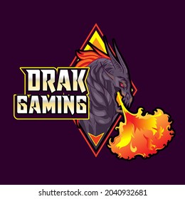Gamer logo with detailed dragon spitting fire