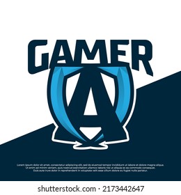 Gamer logo illustration with letter alphabet, Shield abstract, esport league, Streamer logo.