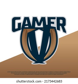 Gamer logo illustration with letter alphabet, Shield abstract, esport league, Streamer logo.