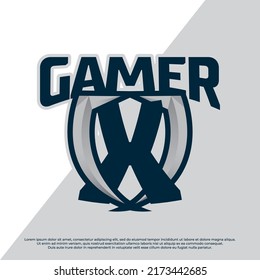 Gamer logo illustration with letter alphabet, Shield abstract, esport league, Streamer logo.