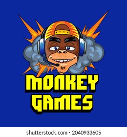 Gamer logo with monkey and an explosion on the background