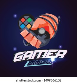 Gamer lover logo. E-sport concept - vector illustration