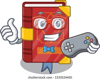 Gamer magic spell book isolated in character