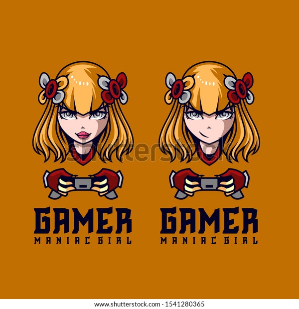 Gamer Maniac Girl Mascot Gaming Esport Stock Vector Royalty Free