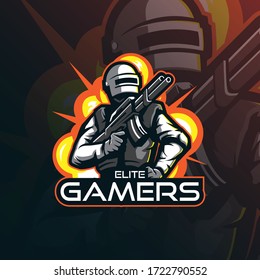 gamer mascot logo design vector with modern illustration concept style for badge, emblem and tshirt printing. gamer illustration for sport and esport team.