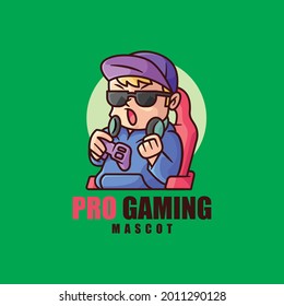 Gamer Mascot Logo Design Vektor. Pro-Gamer-Maskottentechnik e-Sport-Logo-Design
