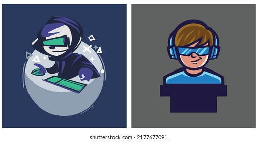 Gamer mascot logo design vector. Gamer illustration for sport team. Men in hood sweater vector illustration. Modern illustration concept style for badge.