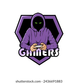 Gamer mascot logo design vector. Men in hood sweater vector illustration. Concept style for badge, emblem and tshirt printing. gamer illustration for esport team.