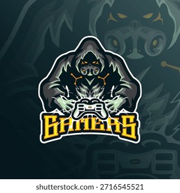 Gamer Maskottchen Logo Design Vektor. Gamer-Illustration für das Support-Team.