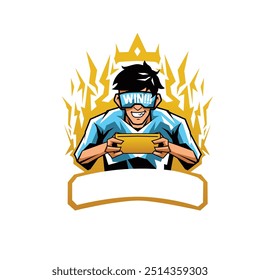 Gamer mascot logo with electricity